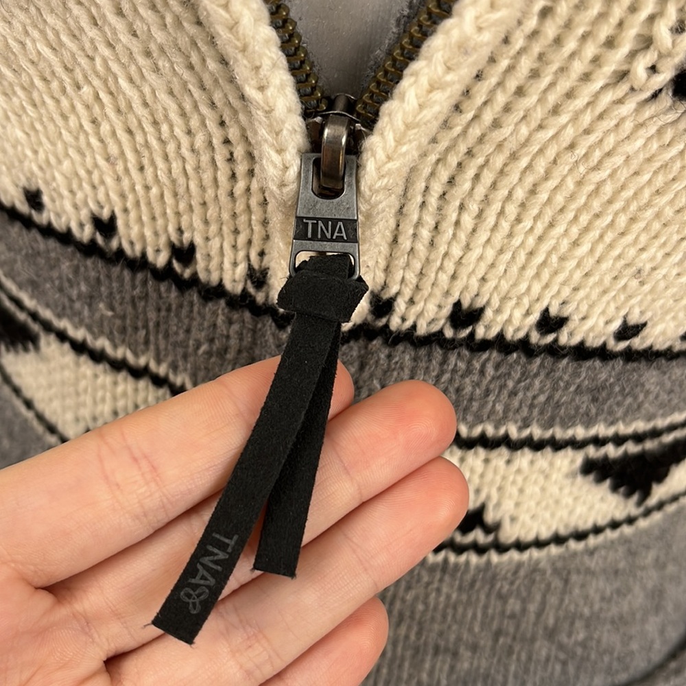 Aritzia TNA Sea to Sky 100% Lambswool Zip Up Sweater - Picture 7 of 13